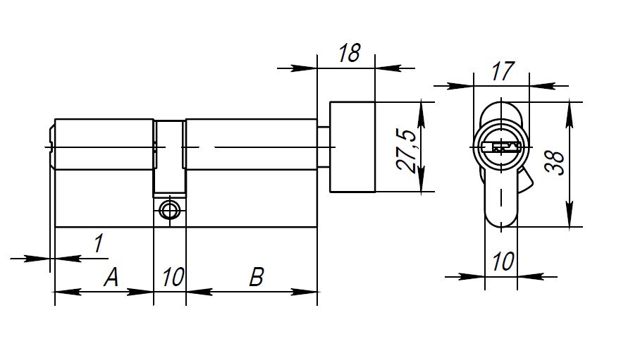Цилиндровый Ajax (Аякс) механизм (AX202/110) AX2002Knob110 (50+10+50) CP хром с вертушкой