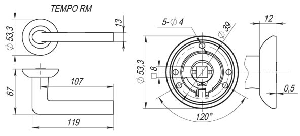 Ручка Fuaro (Фуаро) раздельная TEMPO RM AB/GP-7