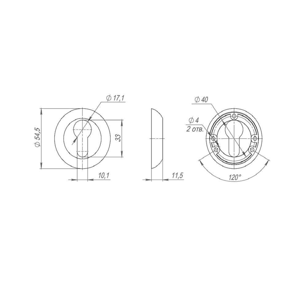 Накладка Punto (Пунто) под цилиндр ET.R.TL54 (ET TL) SG/GP-4 матовое золото/золото