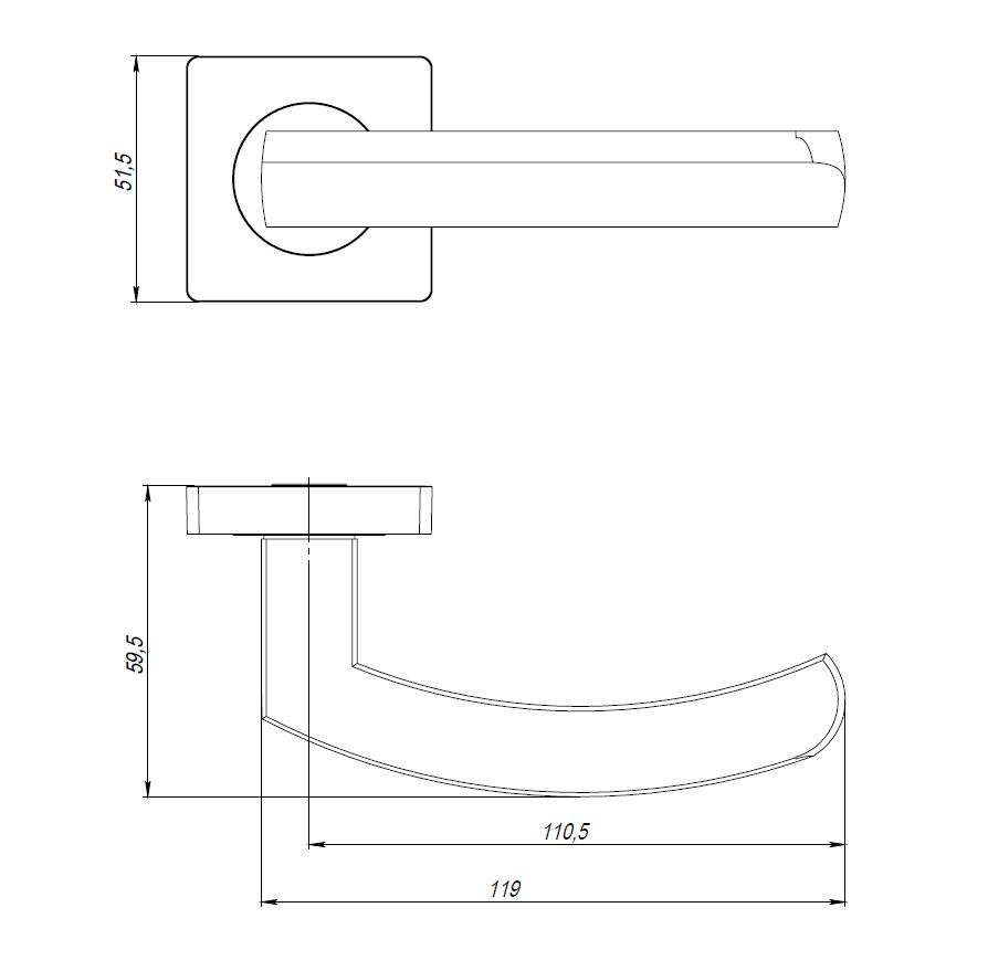 Ручка Ajax (Аякс) раздельная K.JK51.SIGMA (SIGMA JK) BL-24 черный