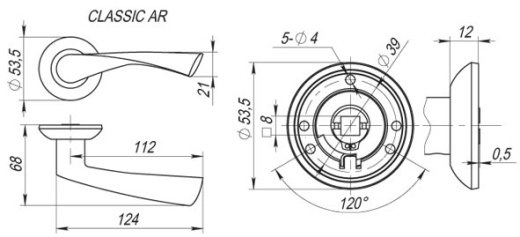Ручка Fuaro (Фуаро) раздельная CLASSIC AR AB/GP-7 бронза/золото, квадрат 8x140 мм
