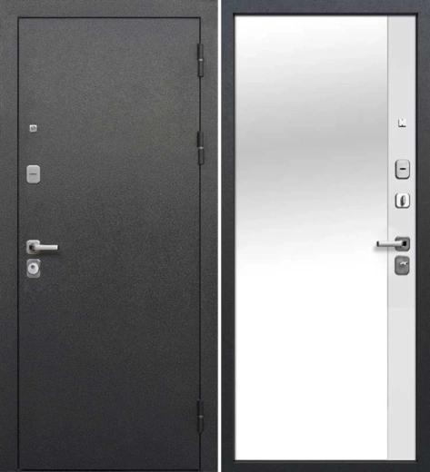 Серебро 9 см Зеркало НЕО Антик серебро/ Эмалит белый - зеркало