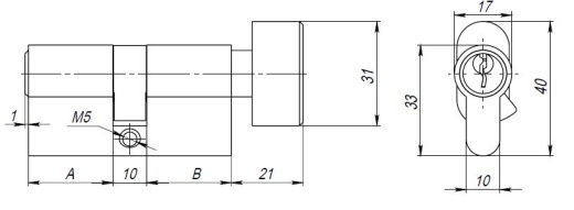 Цилиндровый Ajax (Аякс) механизм (AX102/60) AX1002Knob60 (25+10+25) PB латунь с вертушкой